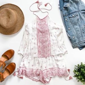 TJD The Jetset Diaries Pink Halter Tassel Romper
